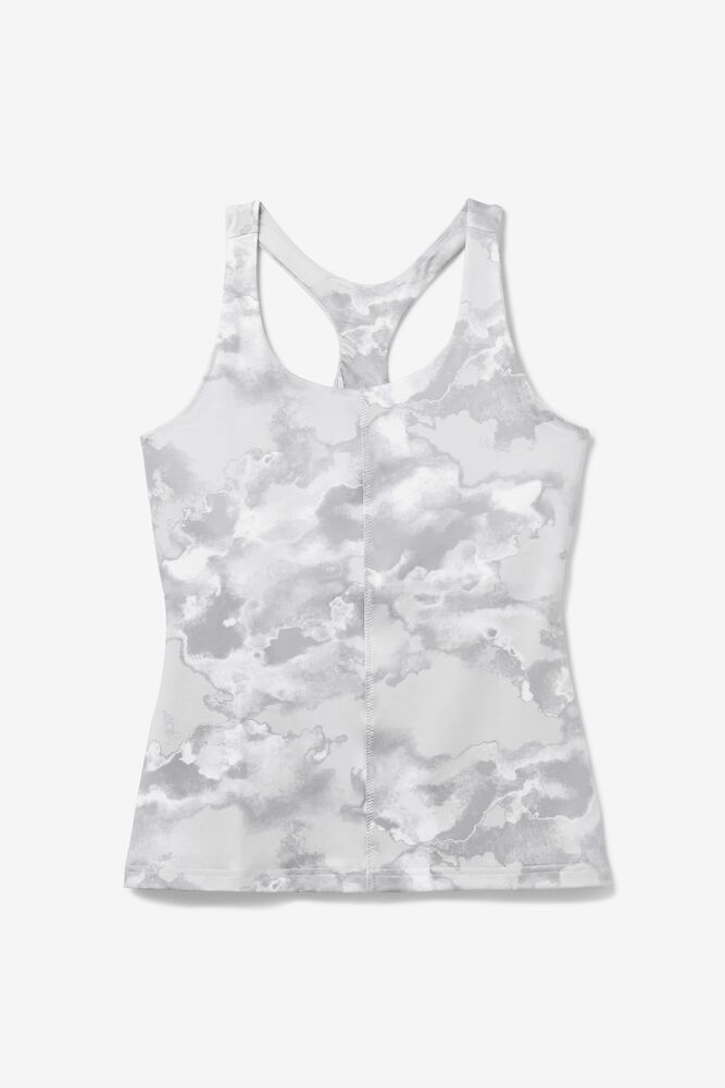 Fila Tank Top Deuce Court Printed Racerback Womens Silver - India HAG-854026